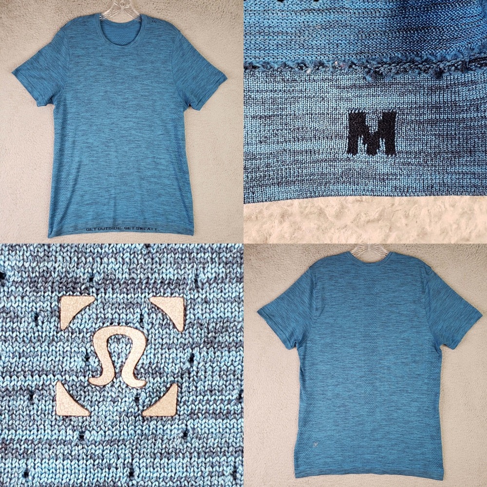 Lululemon Metal Vent Tech Shirt Mens Size Medium Blue Short Sleeve Gym Tee